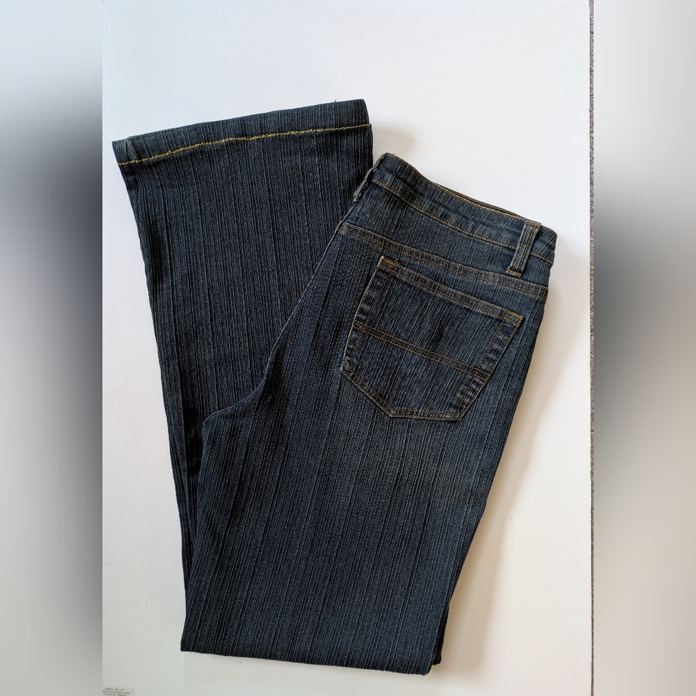 Gasoline Stretch Denim Jeans Mid-Rise Flare Pants Size 12 Bohemian Festival - Picture 14 of 15